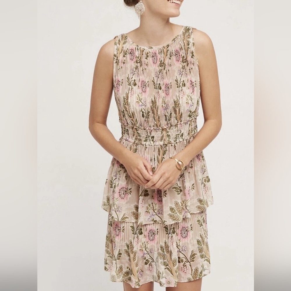 NWT Plenty By Tracy Reese Smocked Waist Terraced Garden Dress Spring Summer
